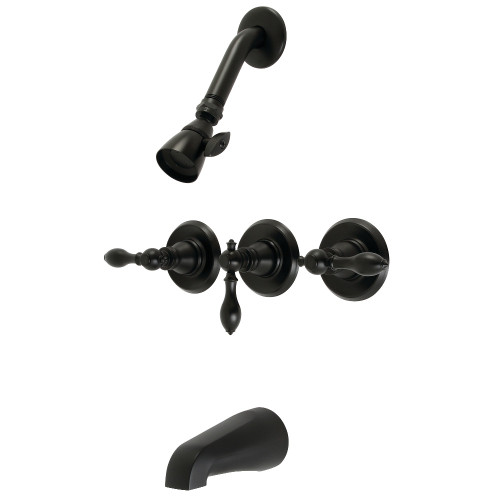 Kingston Brass KB230ACL American Classic Three-Handle Tub and Shower Faucet, Matte Black