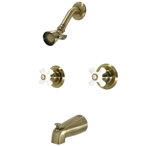 Kingston Brass KB243PXAB Victorian Tub and Shower Faucet, Antique Brass