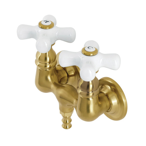 Kingston Brass AE39T7 Aqua Vintage 3-3/8 Inch Wall Mount Tub Faucet, Brushed Brass