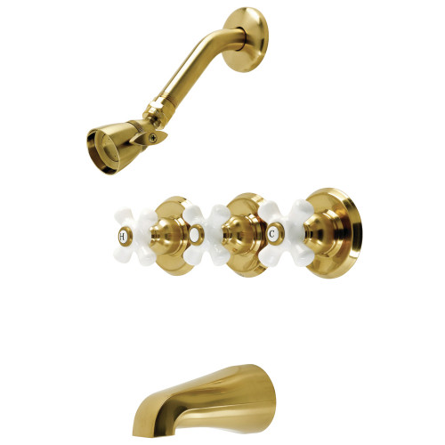 Kingston Brass KB237PX Victorian Tub and Shower Faucet, Brushed Brass