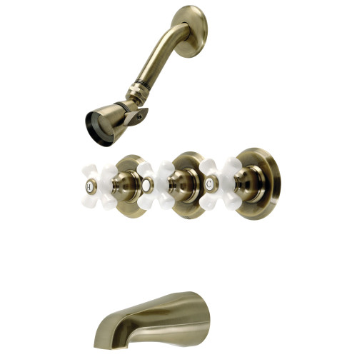 Kingston Brass KB233PXAB Victorian Tub and Shower Faucet, Antique Brass