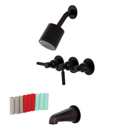 Kingston Brass KBX8135DKL Kaiser Three-Handle Tub and Shower Faucet, Oil Rubbed Bronze