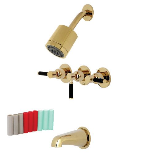 Kingston Brass KBX8132DKL Kaiser Three-Handle Tub and Shower Faucet, Polished Brass