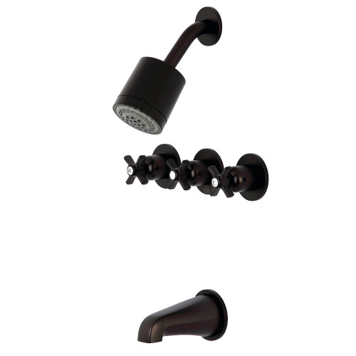 Kingston Brass KBX8135ZX Millennium Three-Handle Tub and Shower Faucet, Oil Rubbed Bronze