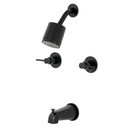 Kingston Brass KBX8140NDL NuvoFusion Two-Handle Tub and Shower Faucet, Matte Black