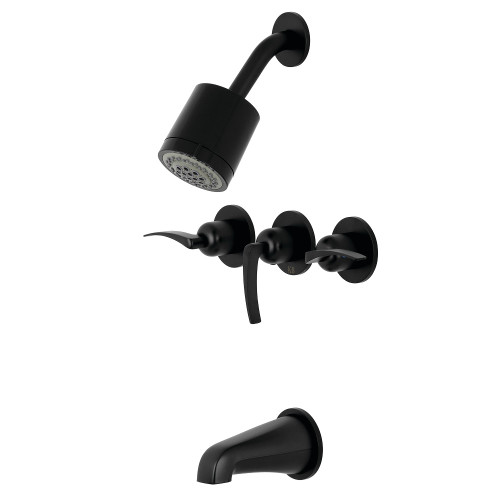 Kingston Brass KBX8130EFL Centurion Three-Handle Tub and Shower Faucet, Matte Black
