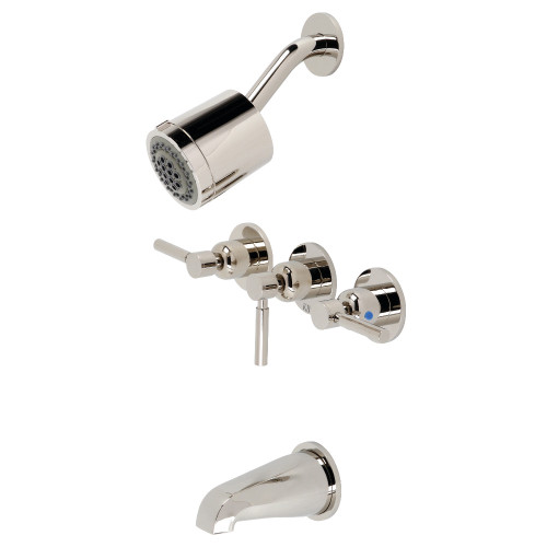 Kingston Brass KBX8136DL Concord Three-Handle Tub and Shower Faucet, Polished Nickel