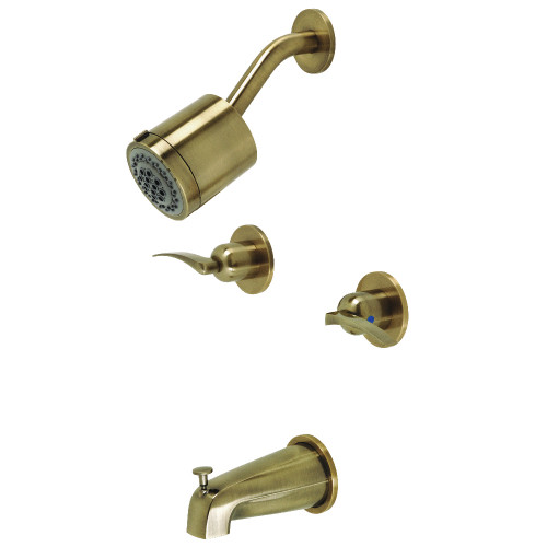 Kingston Brass KBX8143EFL Centurion Two-Handle Tub and Shower Faucet, Antique Brass