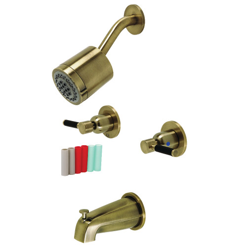 Kingston Brass KBX8143DKL Kaiser Two-Handle Tub and Shower Faucet, Antique Brass