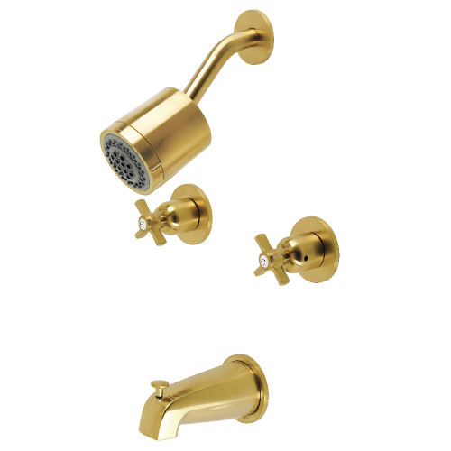 Kingston Brass KBX8147ZX Millennium Two-Handle Tub and Shower Faucet, Brushed Brass