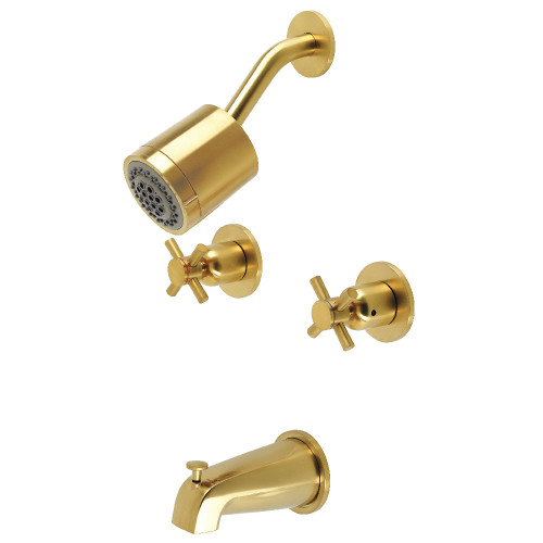 Kingston Brass KBX8147DX Concord Two-Handle Tub and Shower Faucet, Brushed Brass