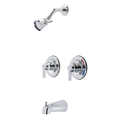 Kingston Brass KB661NDL NuvoFusion Two-Handle Tub and Shower Faucet with Volume Control, Polished Chrome