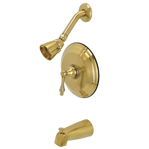 Kingston Brass KB3637AL Restoration Tub and Shower Faucet, Brushed Brass