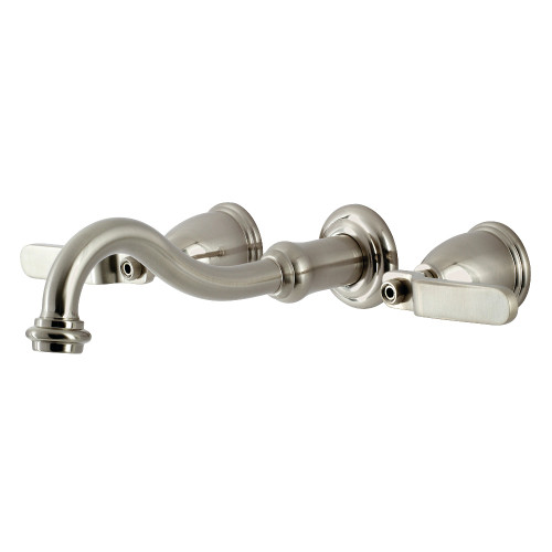 Kingston Brass KS3028KL Whitaker Two-Handle Wall Mount Tub Faucet, Brushed Nickel