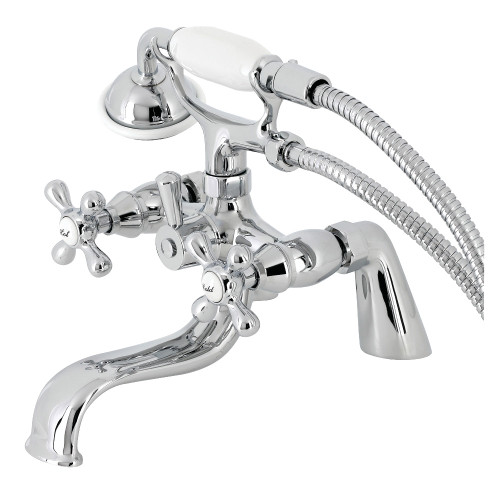 Kingston Brass KS227C Kingston Deck Mount Clawfoot Tub Faucet with Hand Shower, Polished Chrome