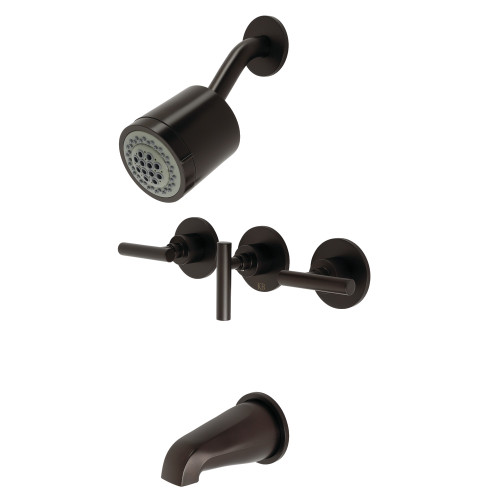 Kingston Brass KBX8135CML Manhattan Three-Handle Tub and Shower Faucet, Oil Rubbed Bronze