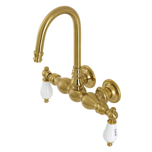 Kingston Brass AE3T7 Aqua Vintage 3-3/8 Inch Wall Mount Tub Faucet, Brushed Brass