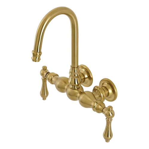 Kingston Brass AE1T7 Aqua Vintage 3-3/8 Inch Wall Mount Tub Faucet, Brushed Brass