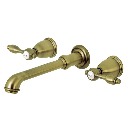 Kingston Brass KS7023TAL Tudor 2-Handle Wall Mount Roman Tub Faucet, Antique Brass