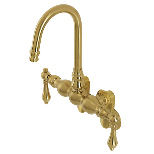 Kingston Brass AE81T7 Aqua Vintage Adjustable Center Wall Mount Tub Faucet, Brushed Brass