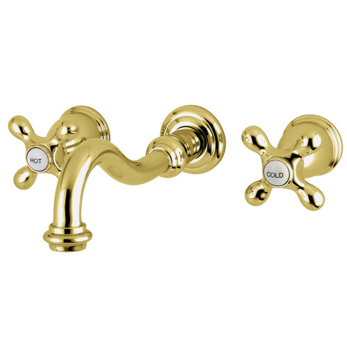 Kingston Brass KS3022AX Restoration Two-Handle Wall Mount Tub Faucet, Polished Brass
