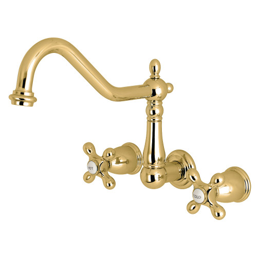 Kingston Brass KS1022AX Heritage Wall Mount Roman Tub Faucet, Polished Brass