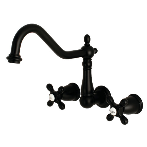 Kingston Brass KS1020AX Heritage Wall Mount Roman Tub Faucet, Matte Black