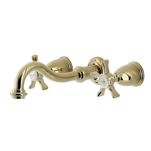 Kingston Brass KS3022NX Hamilton Two-Handle Wall Mount Tub Faucet, Polished Brass
