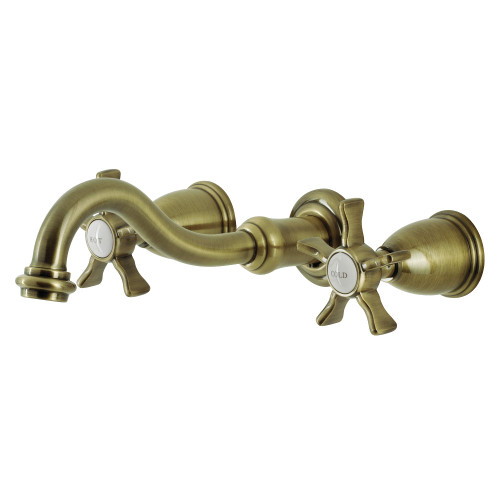 Kingston Brass KS3023NX Hamilton Two-Handle Wall Mount Tub Faucet, Antique Brass