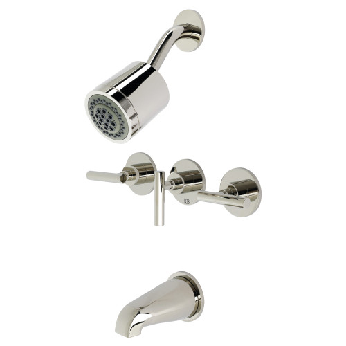 Kingston Brass  KBX8136CML Manhattan Three-Handle Tub and Shower Faucet, Polished Nickel