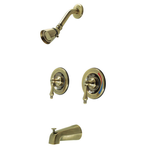 Kingston Brass KB663AL Vintage Twin Handles Tub Shower Faucet, Antique Brass