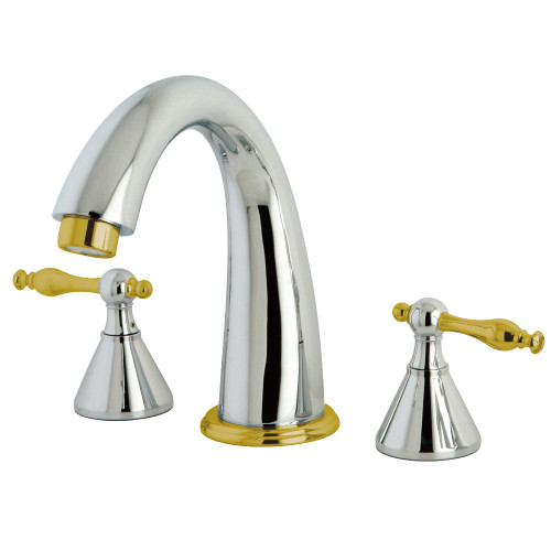 Kingston Brass KS2364NL Naples Roman Tub Faucet, Polished Chrome/Polished Brass