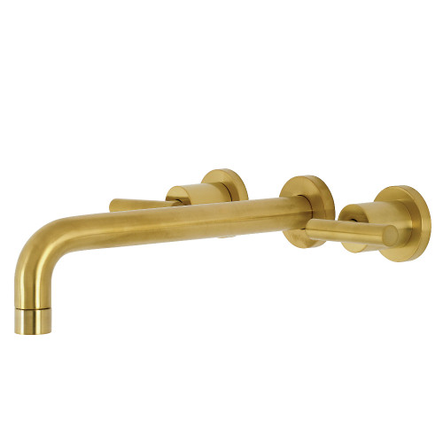 Kingston Brass KS8027CML Manhattan Two-Handle Wall Mount Tub Faucet, Brushed Brass