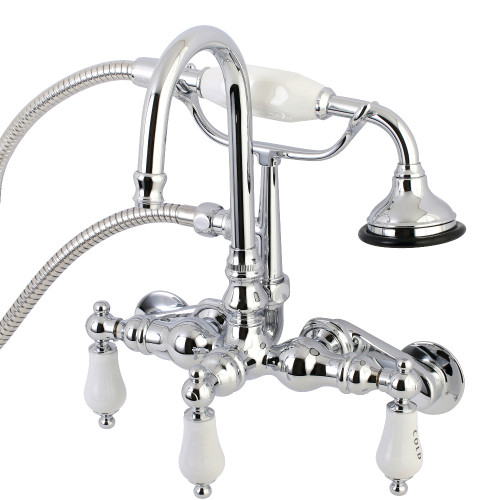 Kingston Brass AE304T1 Aqua Vintage Wall Mount Clawfoot Tub Faucets, Polished Chrome