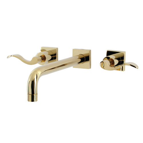 Kingston Brass KS6022DFL NuWave Wall Mount Tub Faucet, Polished Brass