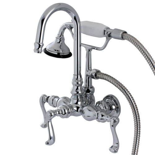 Kingston Brass Aqua Vintage AE8T1FL Royale Wall Mount Clawfoot Tub Faucet with Hand Shower, Polished Chrome