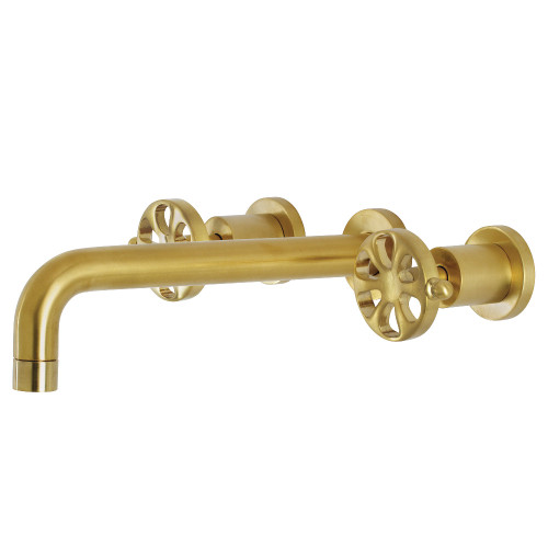 Kingston Brass KS8027RX Belknap Two-Handle Wall Mount Tub Faucet, Brushed Brass