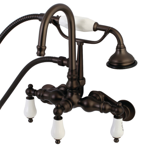 Kingston Brass AE303T5 Aqua Vintage Wall Mount Clawfoot Tub Faucets, Oil Rubbed Bronze