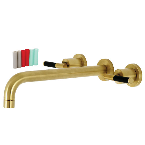 Kingston Brass KS8057CKL Kaiser Wall Mount Tub Faucet, Brushed Brass