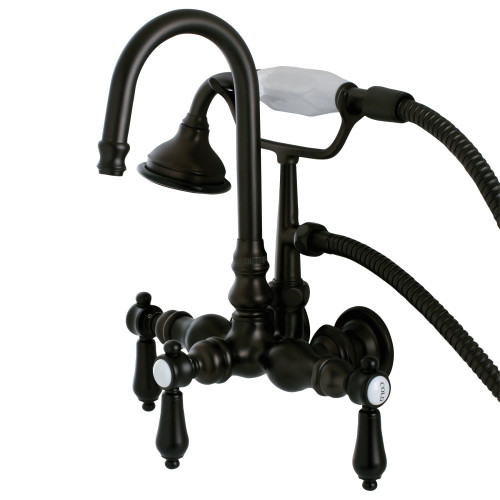 Kingston Brass Aqua Vintage AE7T5BAL Heirloom Wall Mount Clawfoot Tub Faucet with Hand Shower, Oil Rubbed Bronze