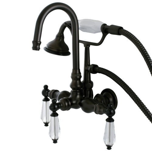 Kingston Brass Aqua Vintage AE7T5WLL Wilshire Wall Mount Clawfoot Tub Faucet with Hand Shower, Oil Rubbed Bronze