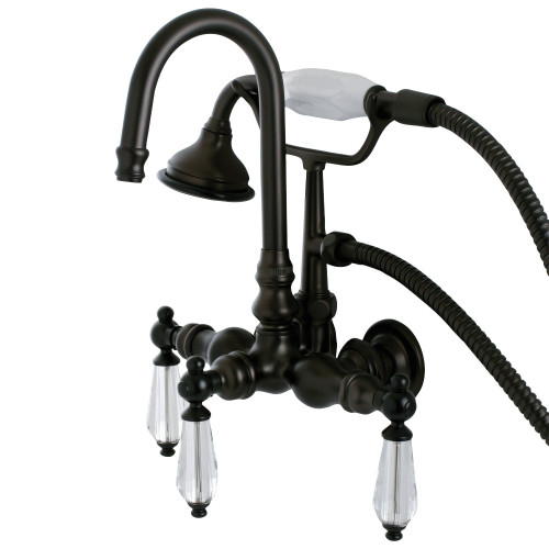 Kingston Brass  Aqua Vintage AE7T5WLL Wilshire Wall Mount Clawfoot Tub Faucet with Hand Shower, Oil Rubbed Bronze