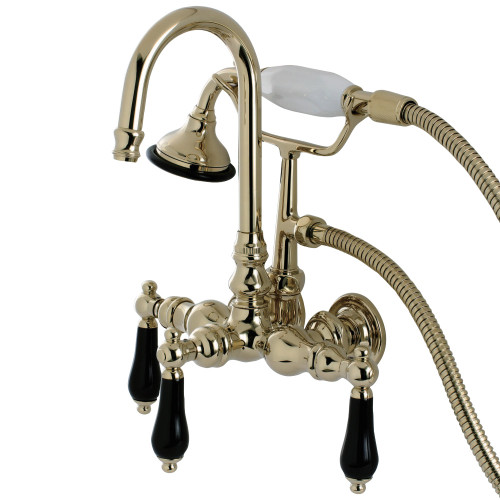 Kingston Brass Aqua Vintage AE7T2PKL Duchess Wall Mount Clawfoot Tub Faucet with Hand Shower, Polished Brass