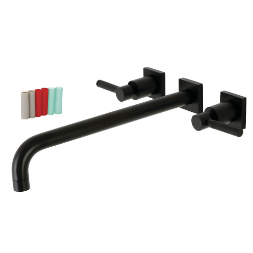 Kingston Brass KS6040DKL Kaiser Wall Mount Tub Faucet, Matte Black