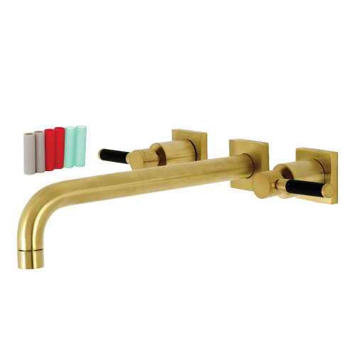 Kingston Brass KS6057DKL Kaiser Wall Mount Tub Faucet, Brushed Brass