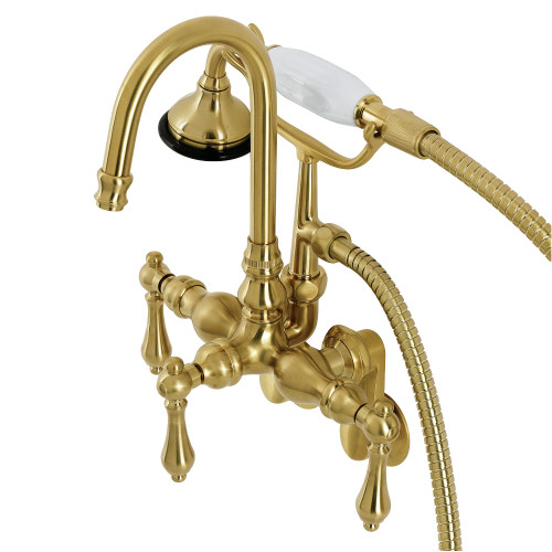 Kingston Brass AE301T7 Aqua Vintage Wall Mount Clawfoot Tub Faucets, Brushed Brass