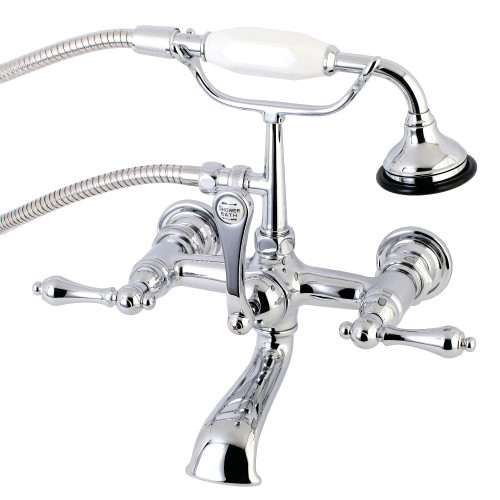 Kingston Brass AE552T1 Aqua Vintage 7-Inch Wall Mount Tub Faucet with Hand Shower, Polished Chrome