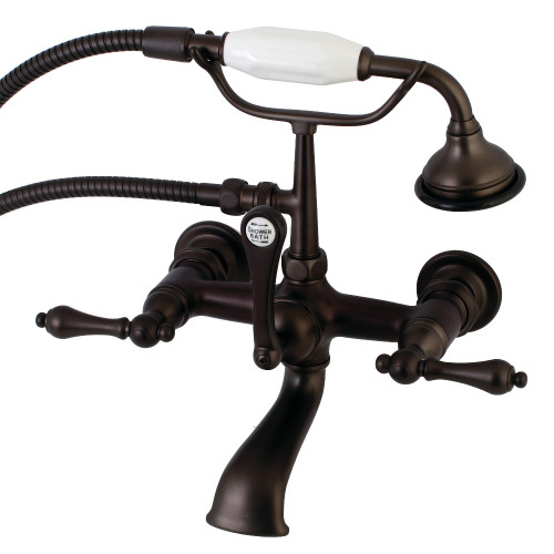 Kingston Brass AE551T5 Aqua Vintage 7-Inch Wall Mount Tub Faucet with Hand Shower, Oil Rubbed Bronze