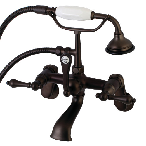 Kingston Brass AE51T5 Aqua Vintage 7-Inch Adjustable Wall Mount Tub Faucet with Hand Shower, Oil Rubbed Bronze