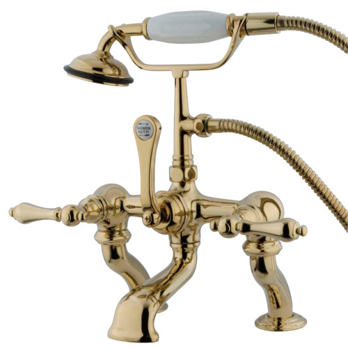 Kingston Brass CC409T2 Vintage 7-Inch Deck Mount Tub Faucet with Hand Shower, Polished Brass
